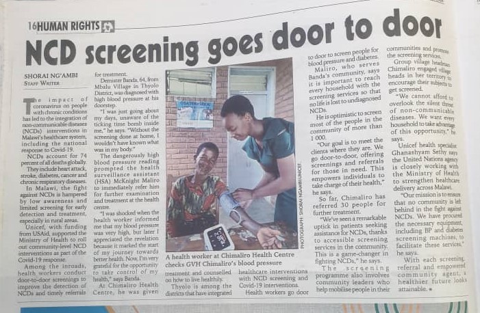 NCD SCREENING GOES DOOR TO DOOR